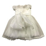Sartoria Bramante Einfarbiges ärmelloses Kleid mit weißem Tüll für Neugeborene