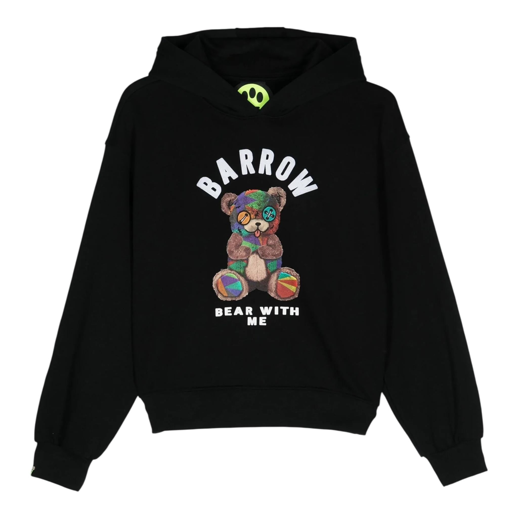 BARROW KIDS felpa chiusa girocollo tinta unita con logo Nero per Bambino F4BKJUHS059 NERO BARROW KIDS 