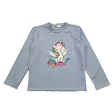 MOUSSE shirt girocollo tinta unita con stampa unicorno Azzurro per Bambina HKTL361WJ AZZURRO MOUSSE 