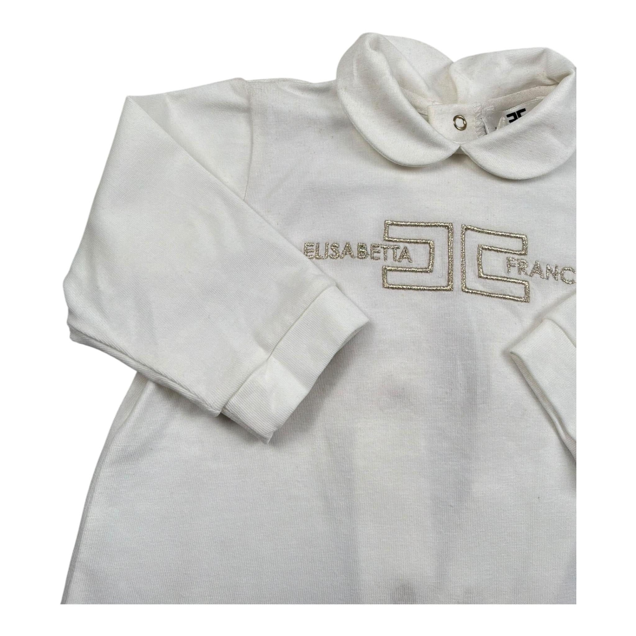 Elisabetta Franchi Tutina Manica Lunga Tinta Unita con Logo per Neonata ENTU55 PANNA ELISABETTA FRANCHI 