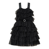 Twinset Einfarbiges Polka Dot Kleid Mit Tüll Und Rüschen Schwarz Für Mädchen