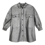 DKNY camicia tinta unita con bottoni Grigio per Bambina D60263 GRIGIO DKNY 