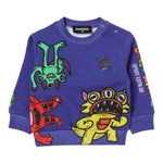 Dsquared2 Felpa Chiusa Girocollo tinta unita con Stampa Viola per Neonato DQ1883 VIOLA DSQUARED2 