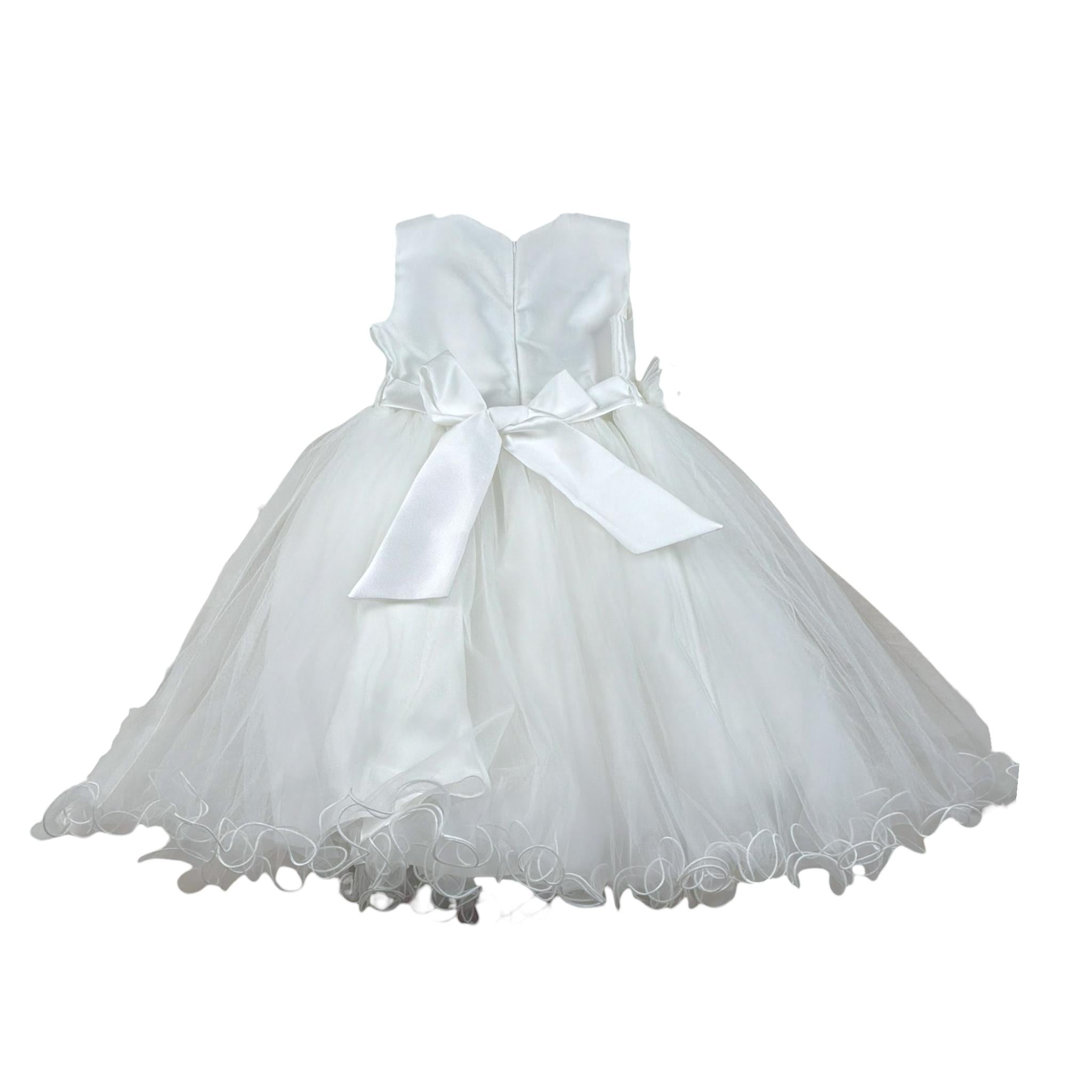 Bella Brilli Abito Cerimonia Tinta Unita Giromanica per Bambina BB902548 BIANCO BELLA BRILLI 