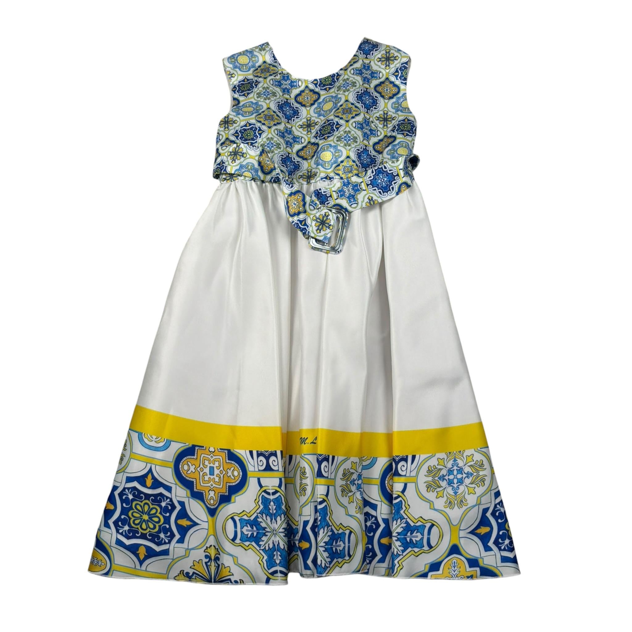 Magnifica Lulu Abito Cerimonia Giromanica Tinta Unita per Bambina RUOTA BIANCO MAGNIFICA LULU 