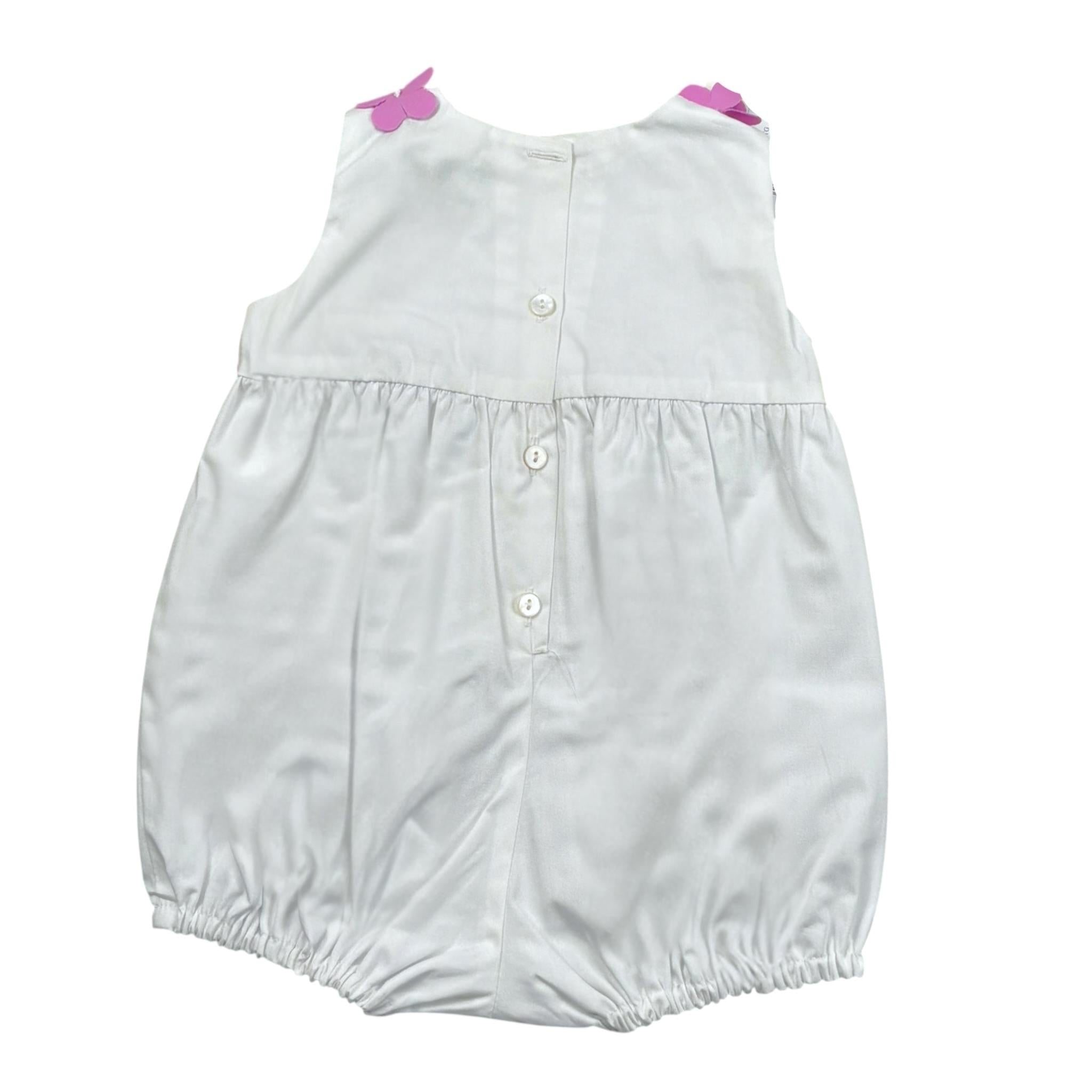 Ilfarobimbi Pagliaccetto Tinta Unita con Fiori per Neonata IFN50962 BIANCO ILFAROBIMBI 