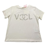 Vicolo Schlichtes T-Shirt mit weißen Applikationen für Mädchen