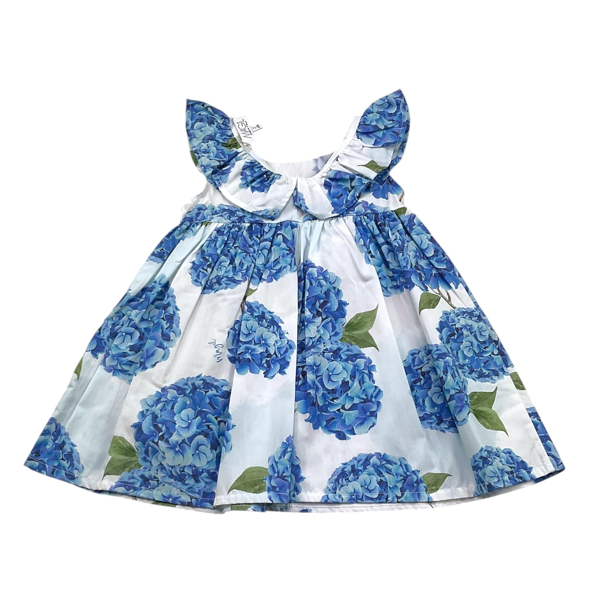 Magil Abito Girmanica Tinta Unita con Fantasia Fiori per Neonata BN20114 BIANCO MAGIL 