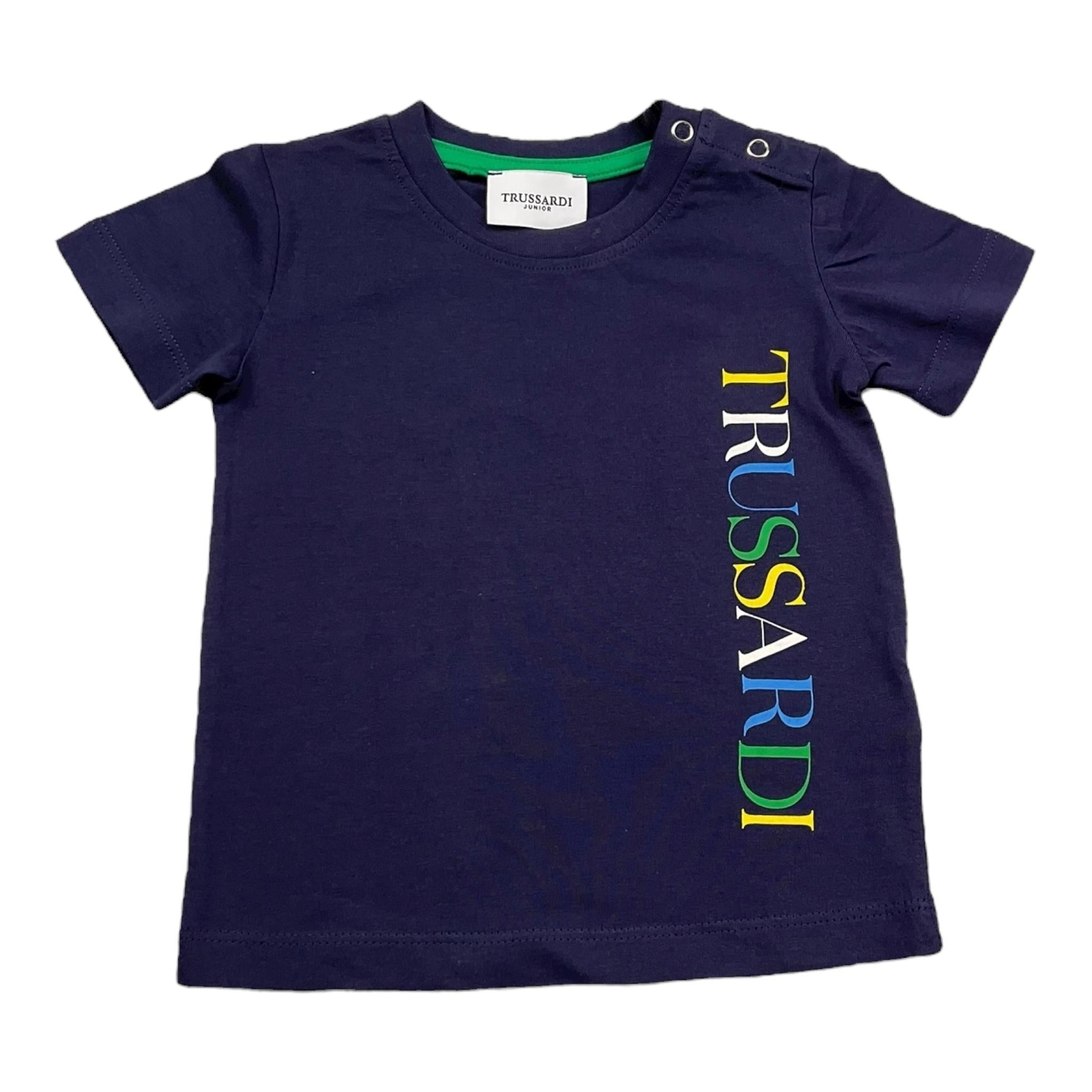 Trussardi T-Shirt Girocollo Tinta Unita con Logo per Neonato TIP24069TS BLU TRUSSARDI 