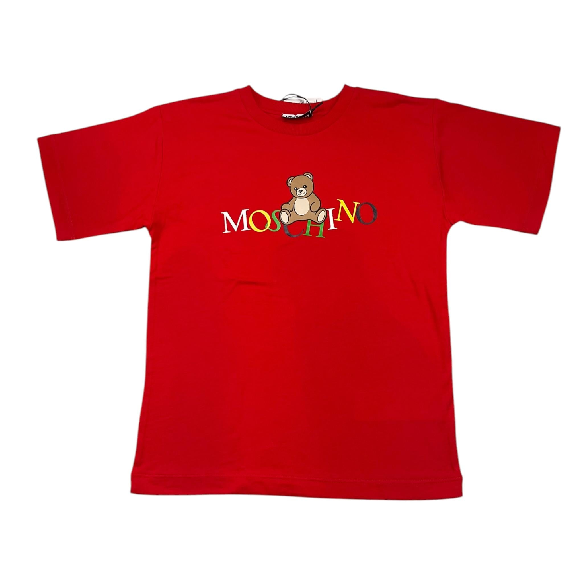 MOSCHINO t-shirt girocollo tinta unita con stampa Rosso per Bambino HPM05G ROSSO MOSCHINO 