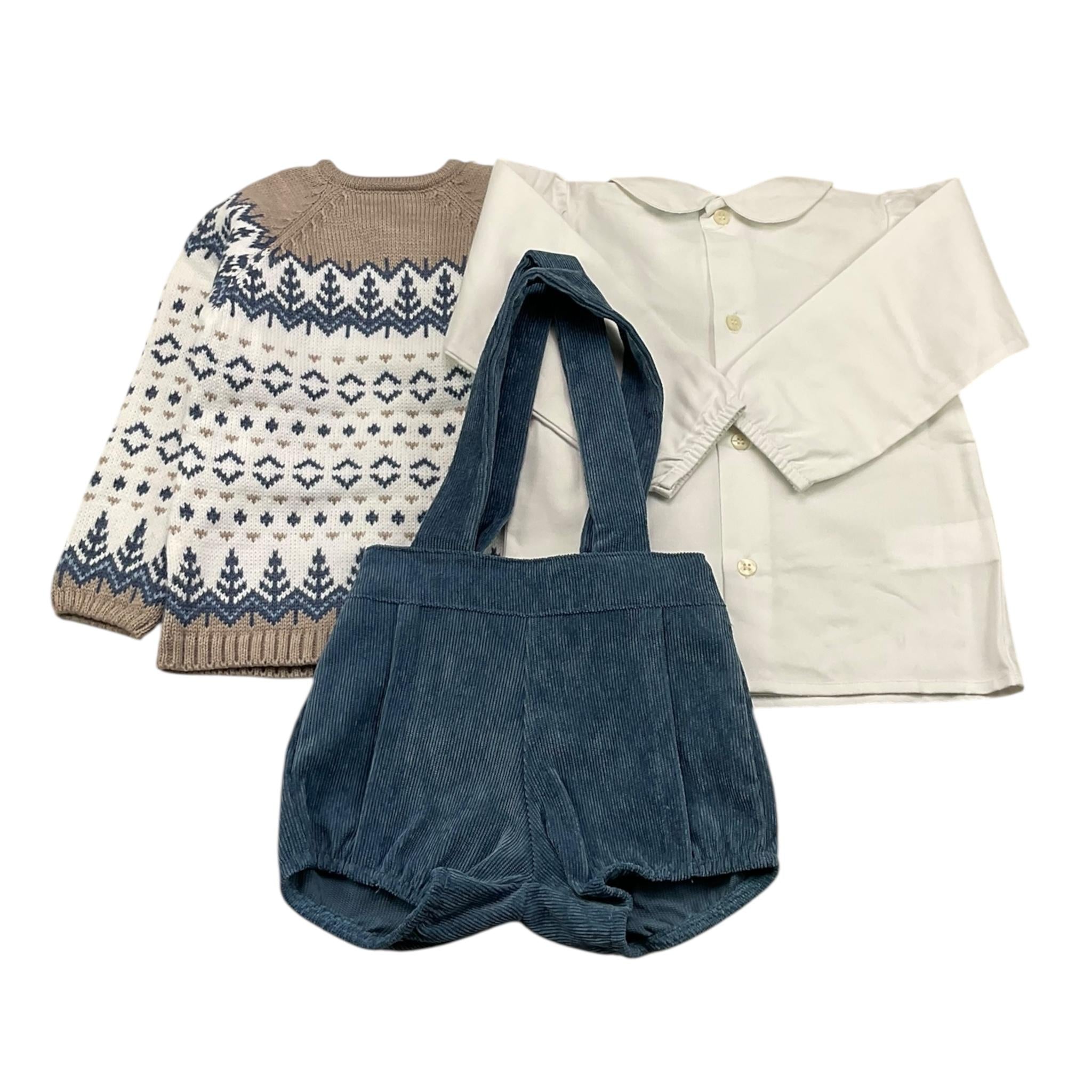 MAC ILUSIO'N completo 3 pezzi cardigan-camicia-salopette Beige per Neonato 9555 BEIGE MAC ILUSIO'N 