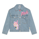 Billieblush Baby Mädchen Einfarbige Jeansjacke mit Pailletten Hellblau
