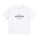 Tommy Hilfiger T-Shirt Girocollo Tinta Unita con Logo per Neonato KN0KN02033 BIANCO TOMMY HILFIGER 