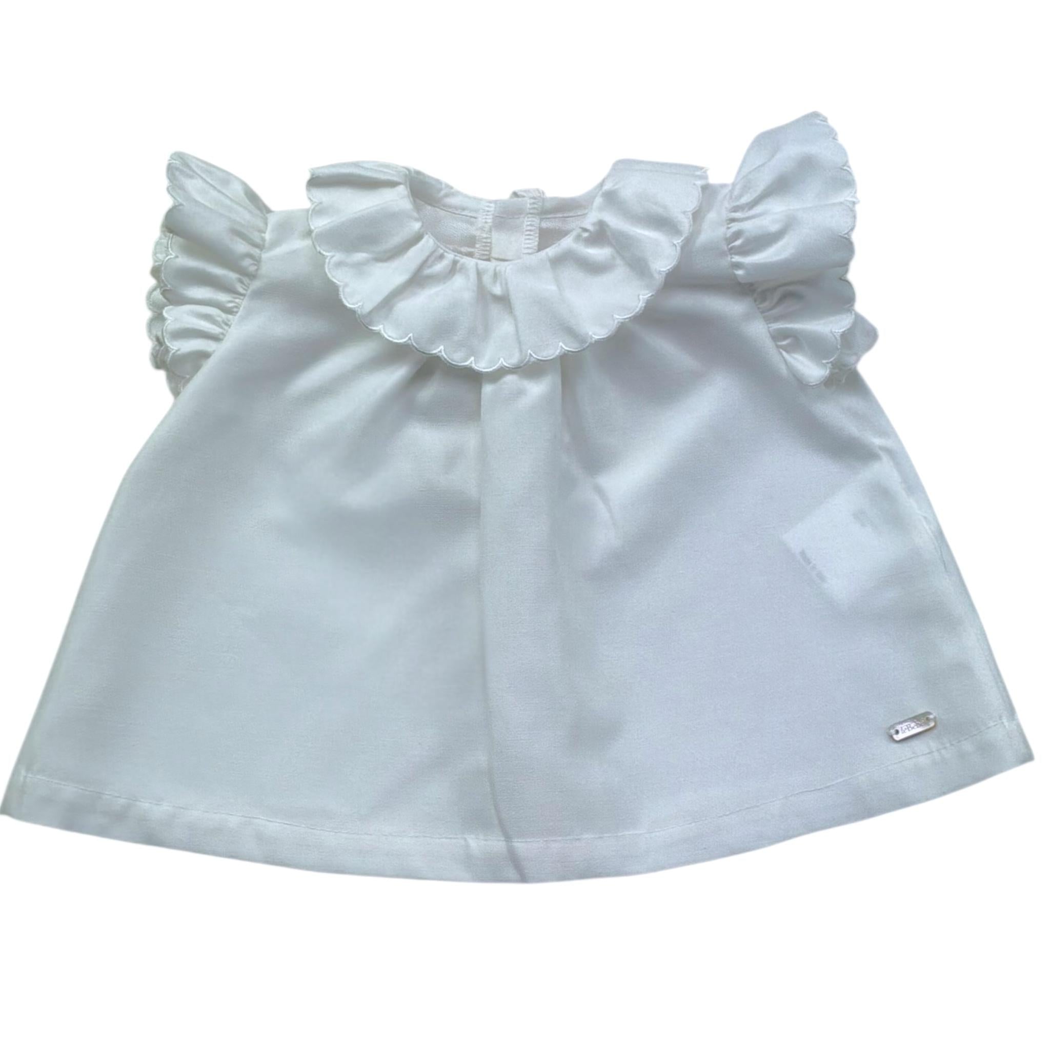 Le Bebe' Camicia Tinta Unita con Rouches per Neonata LBG6399 BIANCO LE BEBE' 