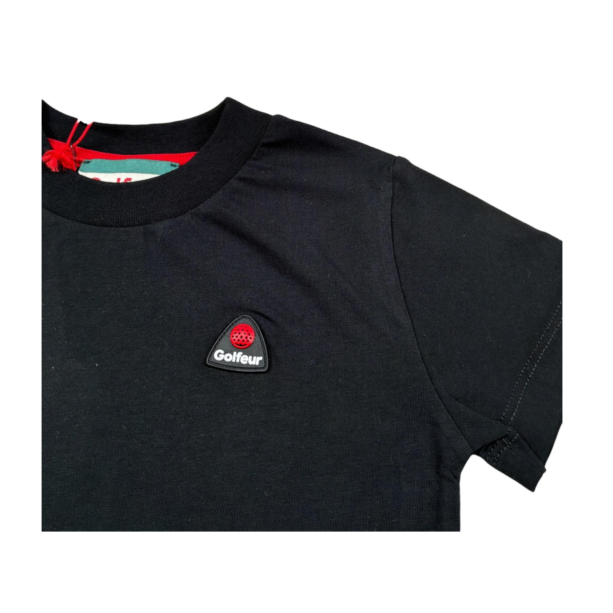 Golfeur Tshirt Girocollo tinta unita con Logo Nero per Bambino S5GKJBTH002 NERO GOLFEUR 