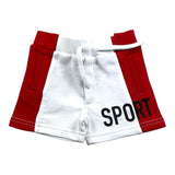 Dsquared2 Zweifarbige Bermudashorts mit Print, Trainingsanzug, Modell Weiß/Rot, für Neugeborene