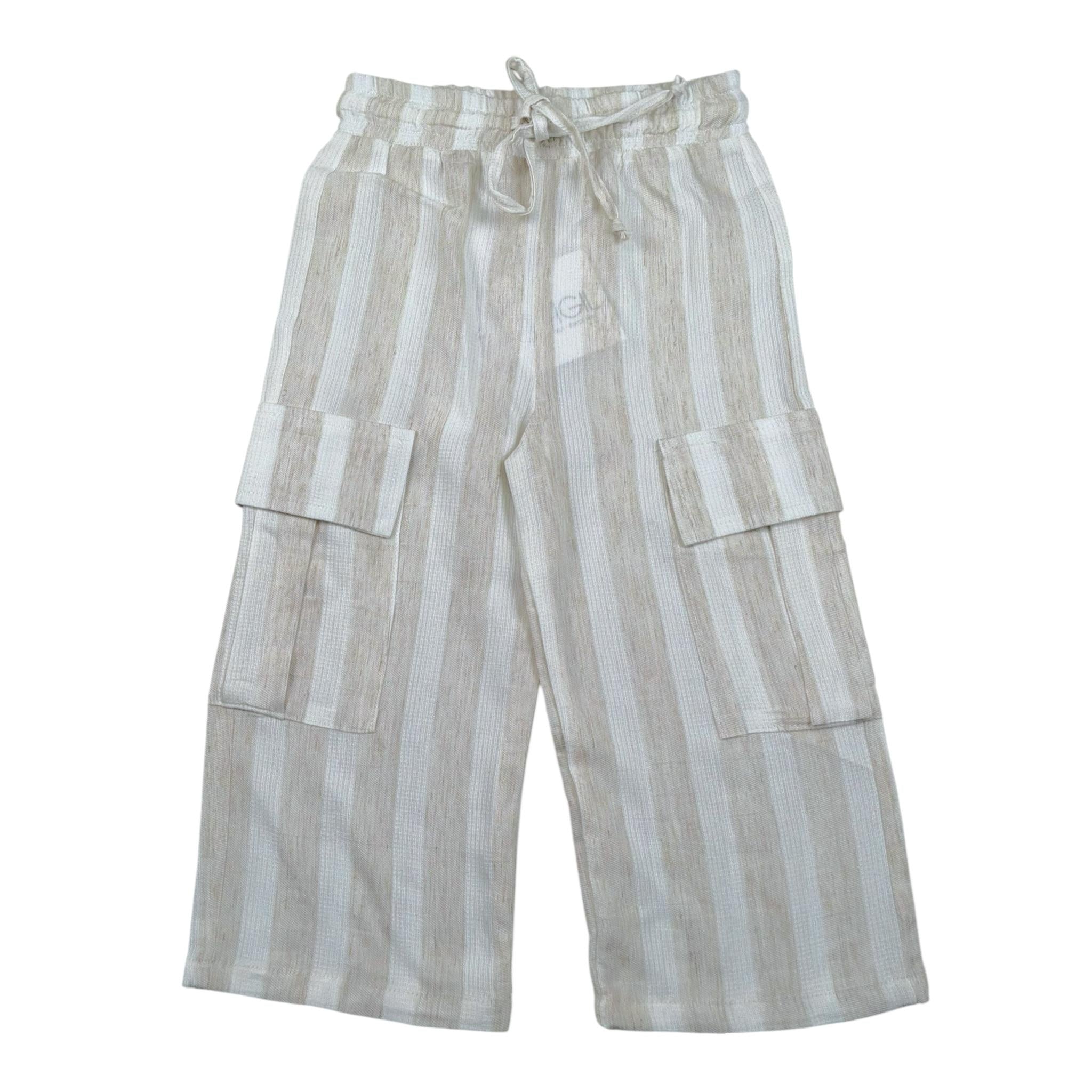 Magil Pantalone Bicolore Fantasia A Righe per Neonata HM25001N BIANCO/BEIGE MAGIL 