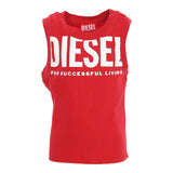 Diesel Einfarbiges Tanktop mit Rundhalsausschnitt und kontrastierendem Logo-Print in Rot für Jungen