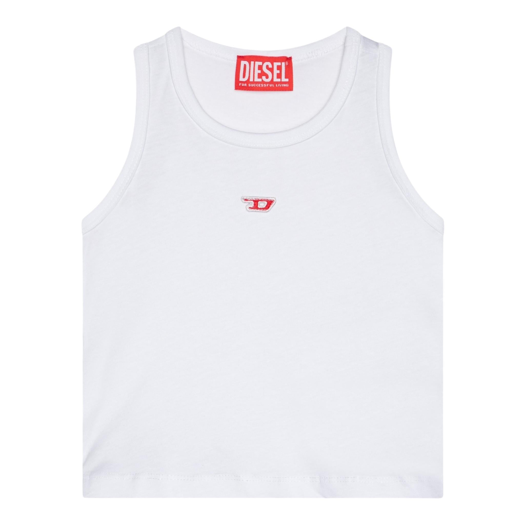 Diesel Canotta Tinta Unita con Logo per Bambina J02238 BIANCO DIESEL 