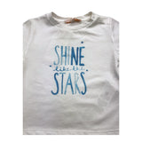 Please T-Shirt Rundhals Einfarbig mit Kontrastdruck Weiß für Baby Mädchen