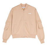 MSGM felpa cn zip tinta unita e stampa Beige per Bambino F4MSJUB074 BEIGE MSGM 