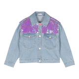 Billieblush Jeansjacke einfarbig mit Pailletten hellblau für Mädchen