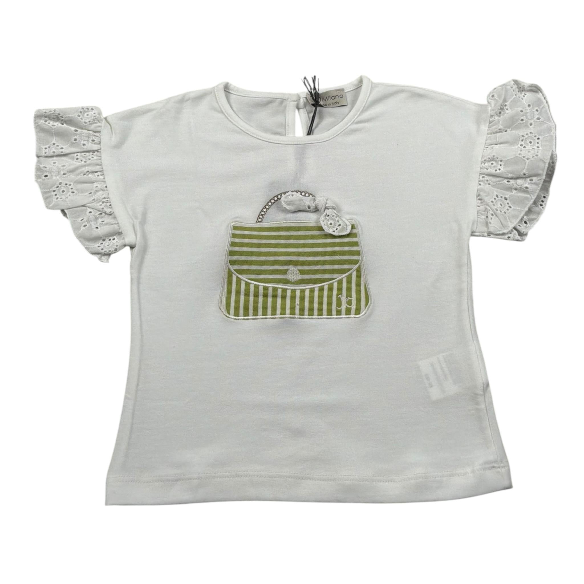 J.O. Milano T-Shirt Girocollo Tinta Unita con Stampa per Bambina 576P5 BIANCO J.O. MILANO 