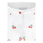 Stella Mccartney Pantalone Tinta Unita con Ricami Ciliegie per Bambina TW6B800 BIANCO STELLA McCARTNEY 