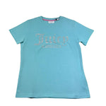 Juicy Couture T-Shirt Girocollo Tinta Unita con Brillantini per Bambina JBX6409 AZZURRO JUICY COUTURE 