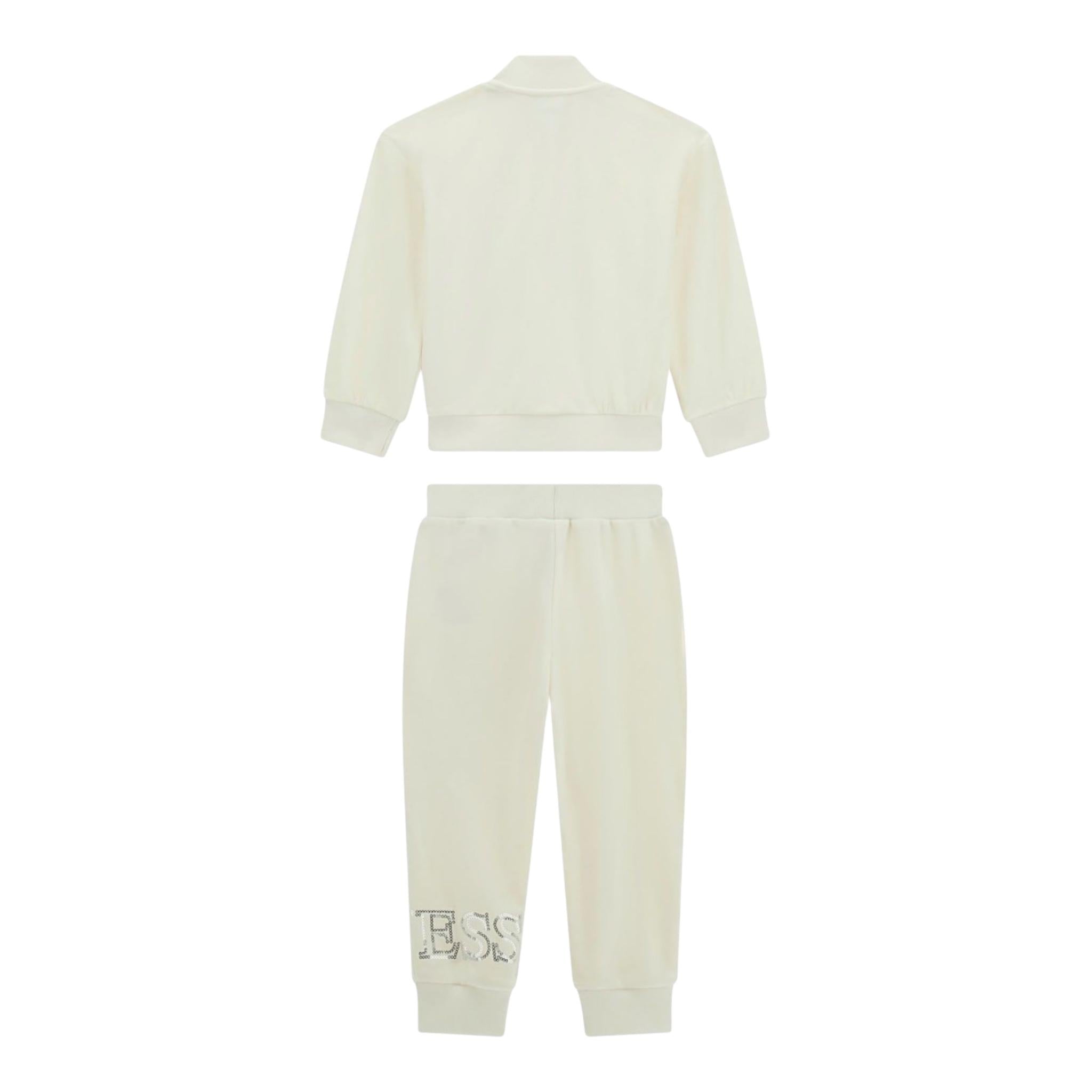 GUESS completo 2pz felpa con zip-pantalone tinta unita Panna per Bambina K4BG06KBXI2 PANNA GUESS 