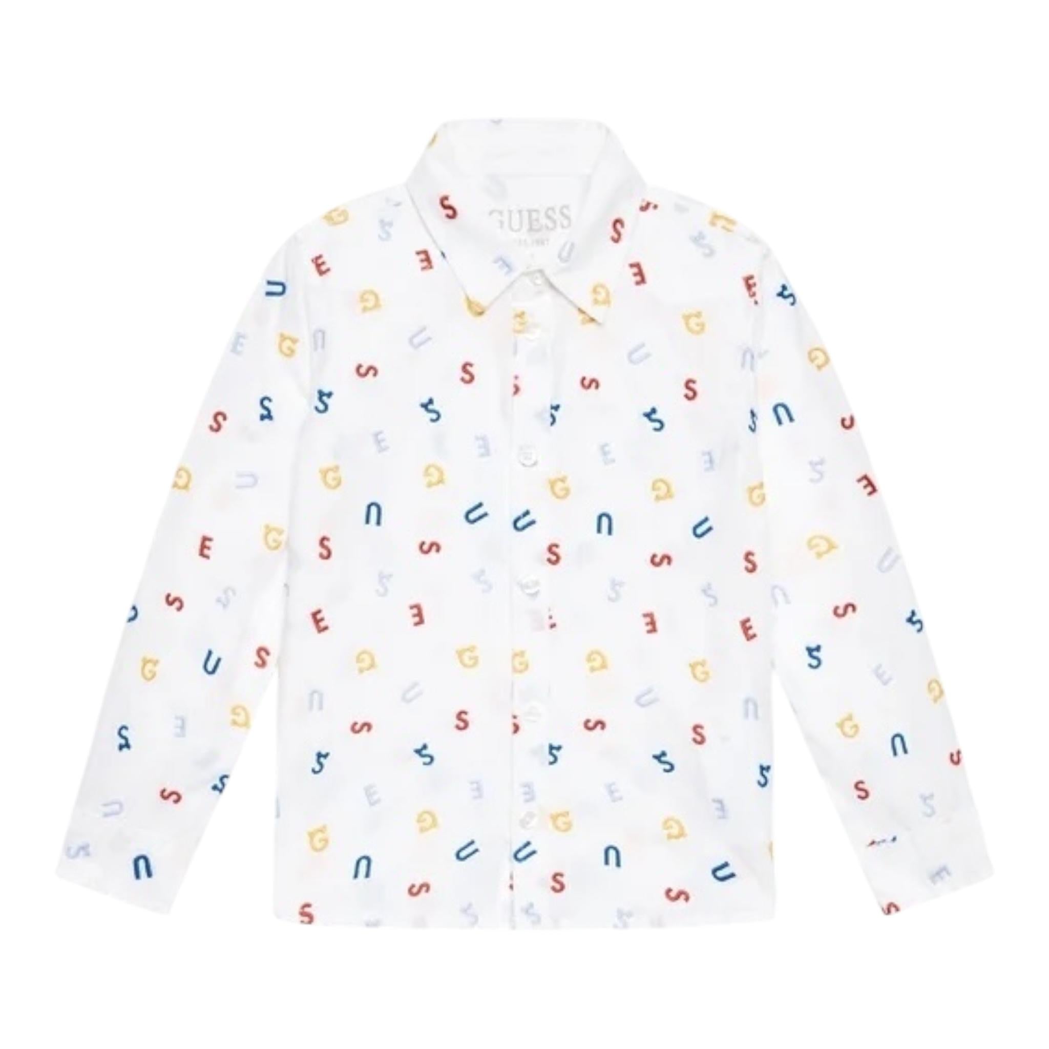 GUESS camicia tinta unita con stampa Bianco per Bambino N3RH07WBHQ0 BIANCO GUESS 