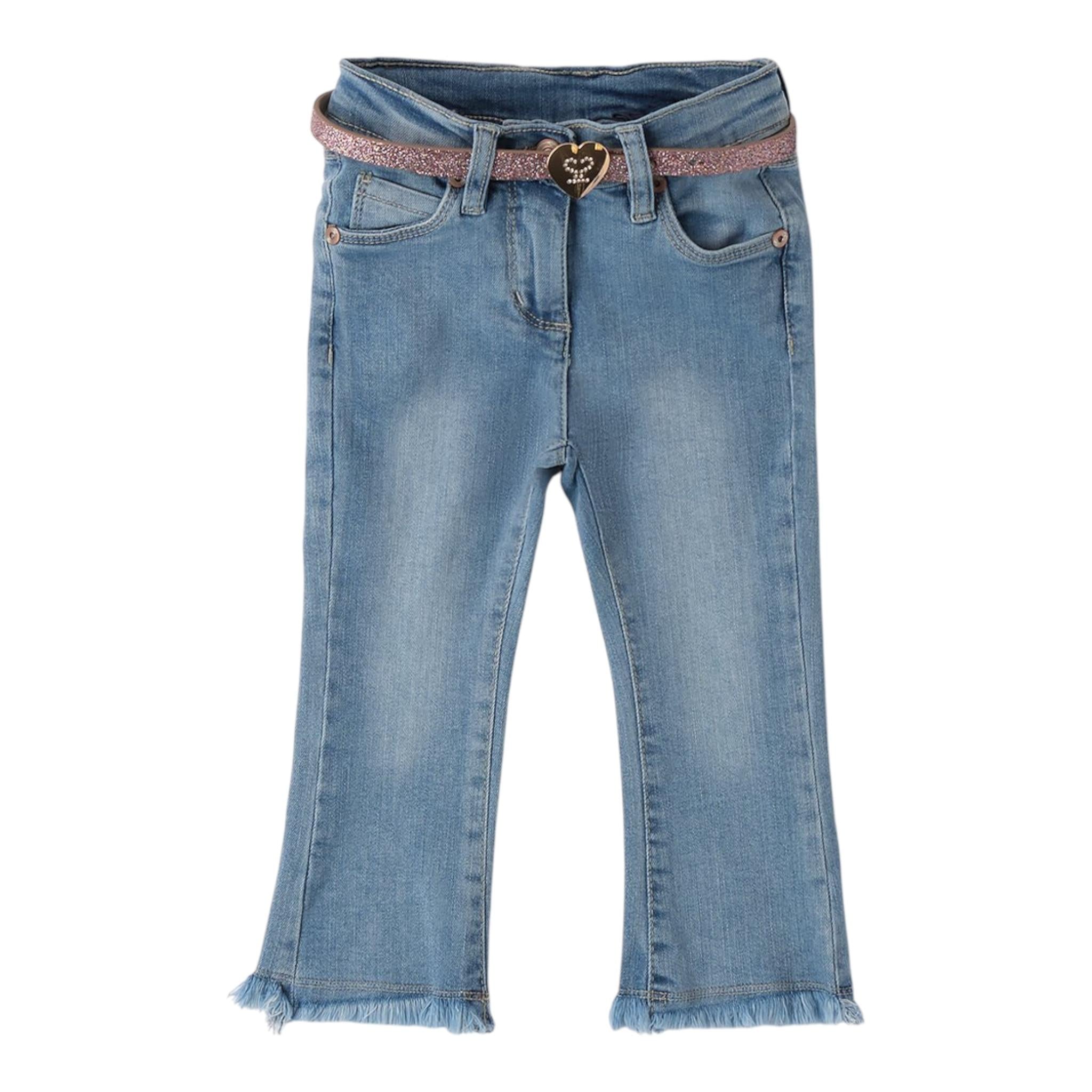 SARABANDA jeans tinta unita con cintura modello a zampa Azzurro per Neonata A382 AZZURRO SARABANDA 