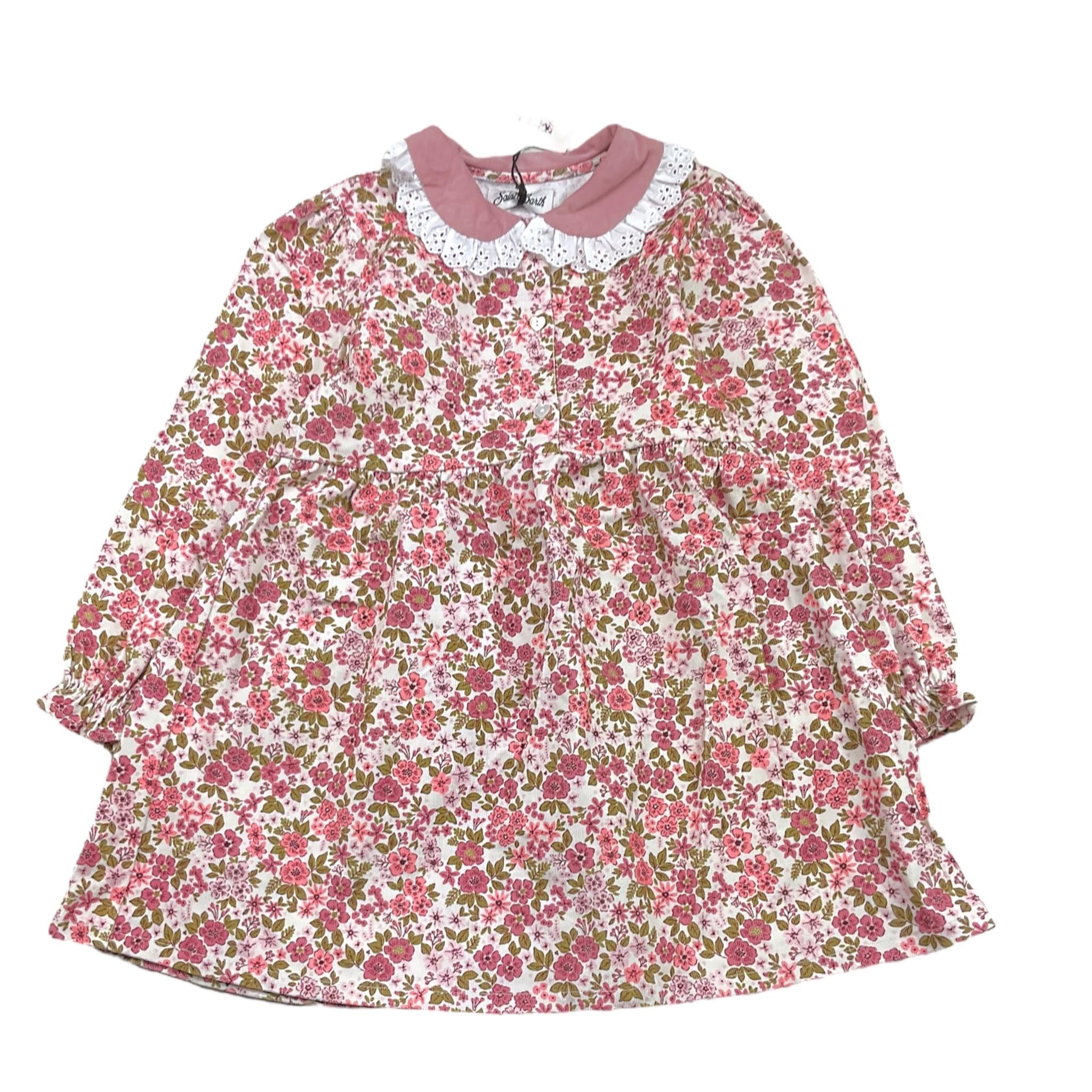 SAINT BARTH abito tinta unita con colletto e stampa fiori Panna per Bambina VTT001 PANNA SAINT BARTH 