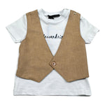 Daniele Alessandrini T-Shirt Girocollo Tinta Unita con Finto Gilet per Neonato 1296M00073 BIANCO DANIELE ALESSANDRINI 