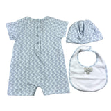 Etro 3-teiliges Set Strampler-Lätzchen-Mütze Blau für Neugeborene