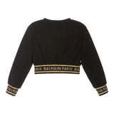 BALMAIN felpa girocollo tinta unita con stampa Nero per Bambina BT4A20 NERO BALMAIN 