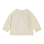 CALVIN KLEIN maglia tinta unita girocollo con stampa Beige per Neonato IN0IN00205 BEIGE CALVIN KLEIN 