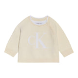 CALVIN KLEIN maglia tinta unita girocollo con stampa Beige per Neonato IN0IN00205 BEIGE CALVIN KLEIN 