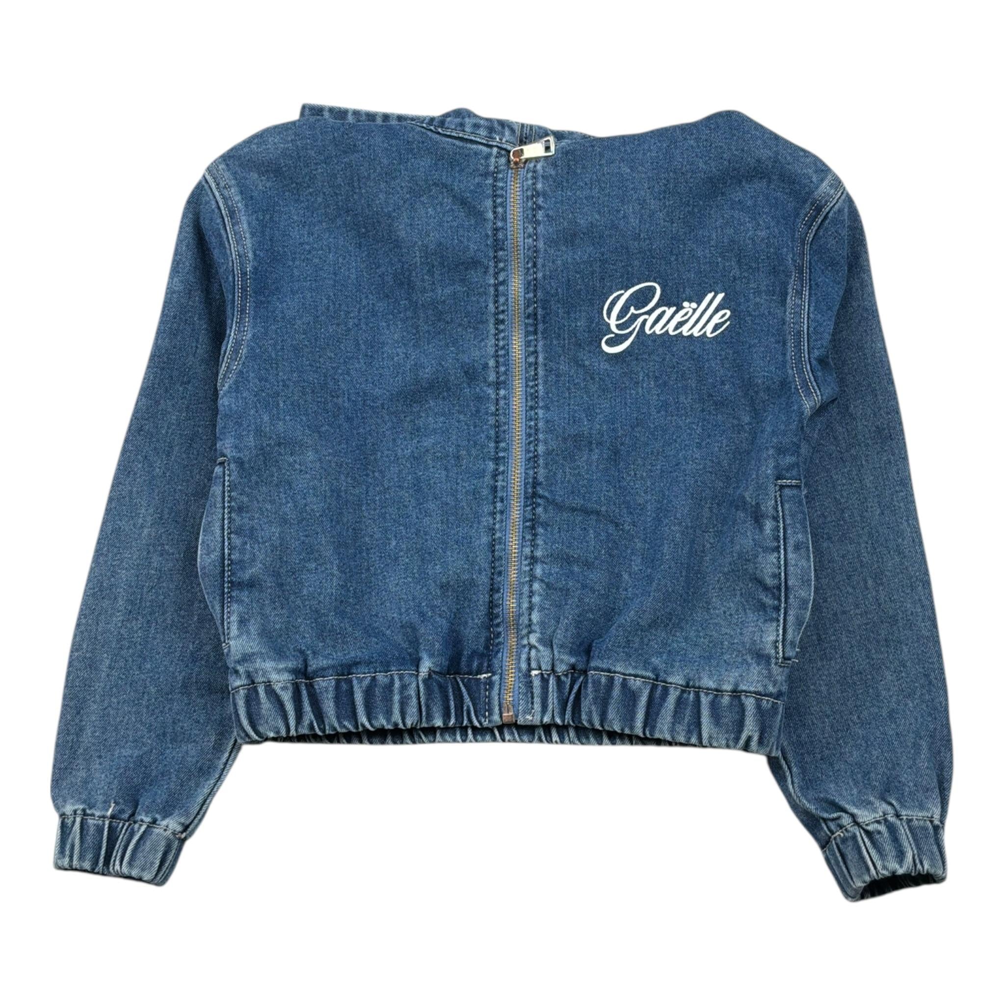 Gaelle Felpa tinta unita In Denim con Zip E Cappuccio Blu per Bambina 2745FDY00508 BLU GAELLE 