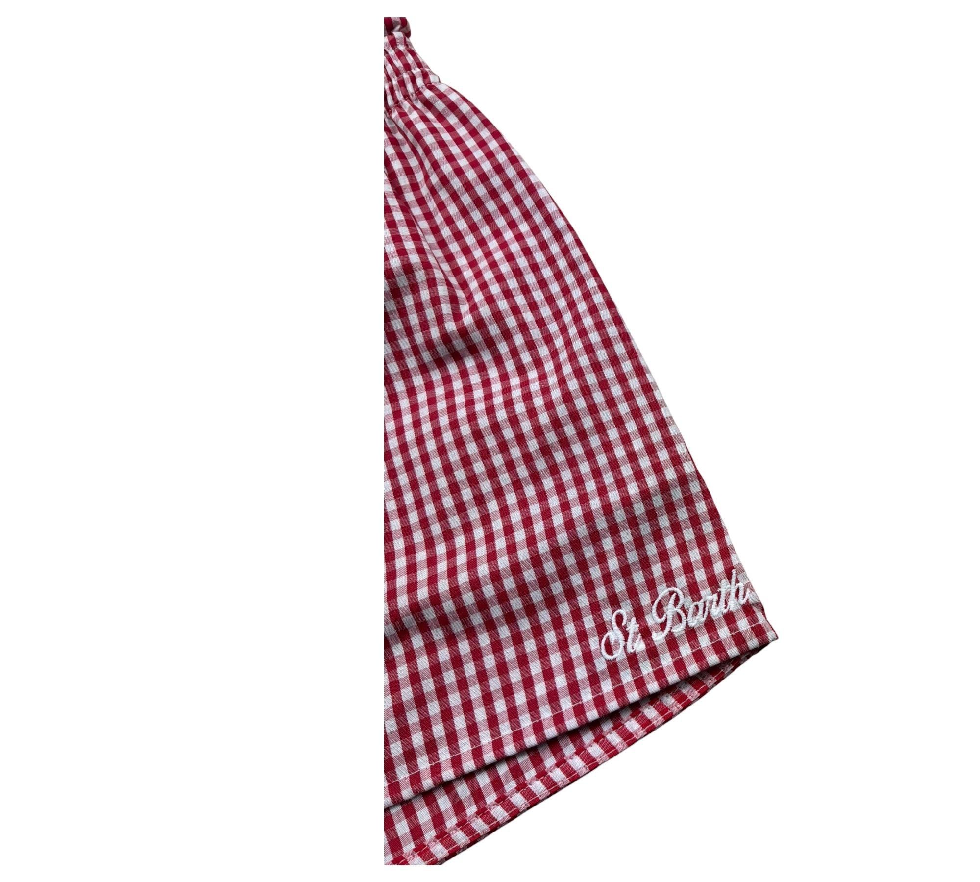 Saint Barth Short Fantasia Quadretti con Elastico In Vita per Bambina MEAVE ROSSO SAINT BARTH 