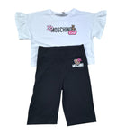 Moschino Completo 2 Pezzi T-Shirt-Leggins Bicolore per Bambina HDG01O BIANCO/NERO MOSCHINO 