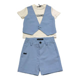 Daniele Alessandrini Completo 2 Pezzi T-Shirt-Bermuda Bicolore per Neonato 1296K200221 BIANCO/AZZURRO DANIELE ALESSANDRINI 