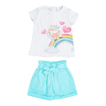 Sarabanda Completo 2 Pezzi T-Shirt-Short per Neonata 0B213N BIANCO/AZZURRO SARABANDA 
