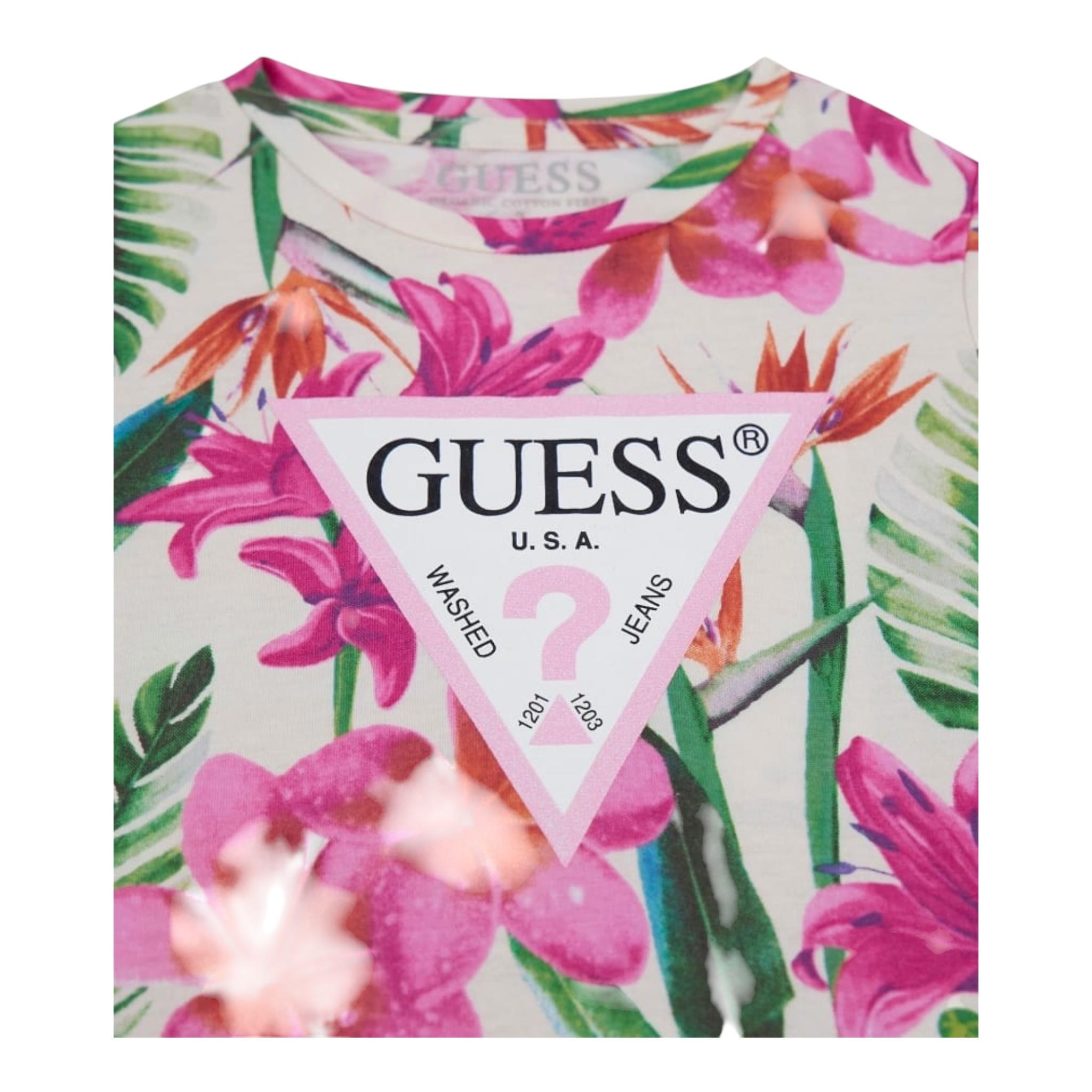 Guess T-Shirt Girocollo Tinta Unita con Stampa per Neonata K5GI06K6YW4 BEIGE GUESS 