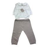 Baby Lord 2-teiliges Set zweifarbig weiß/beige Hemd-Hose für Neugeborene