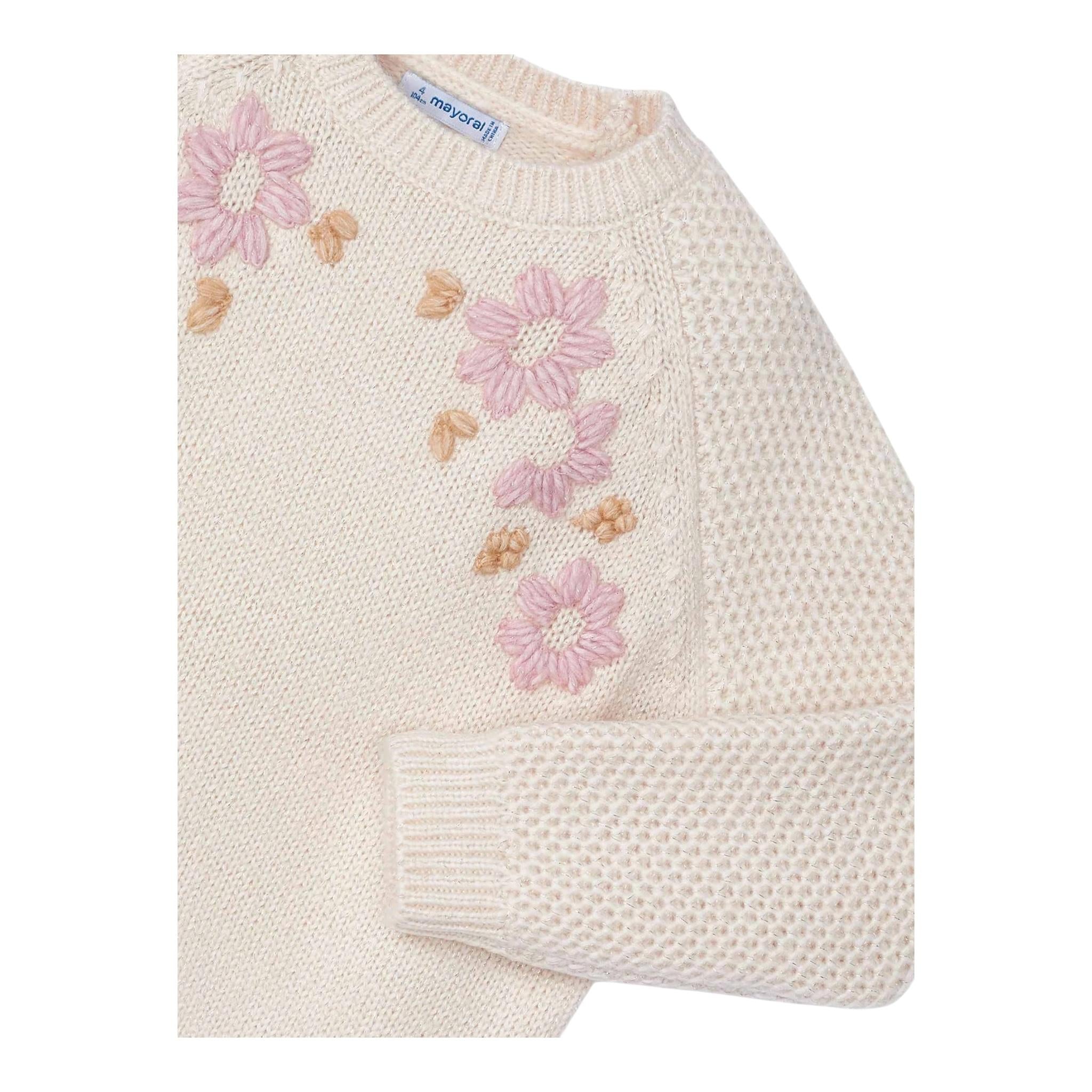 MAYORAL maglia girocollo tinta unita con ricami Beige per Bambina 4354X BEIGE MAYORAL 