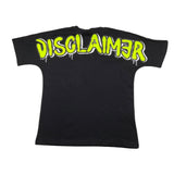 Disclaimer Schwarzes, vorn und hinten bedrucktes, einfarbiges T-Shirt für Kinder