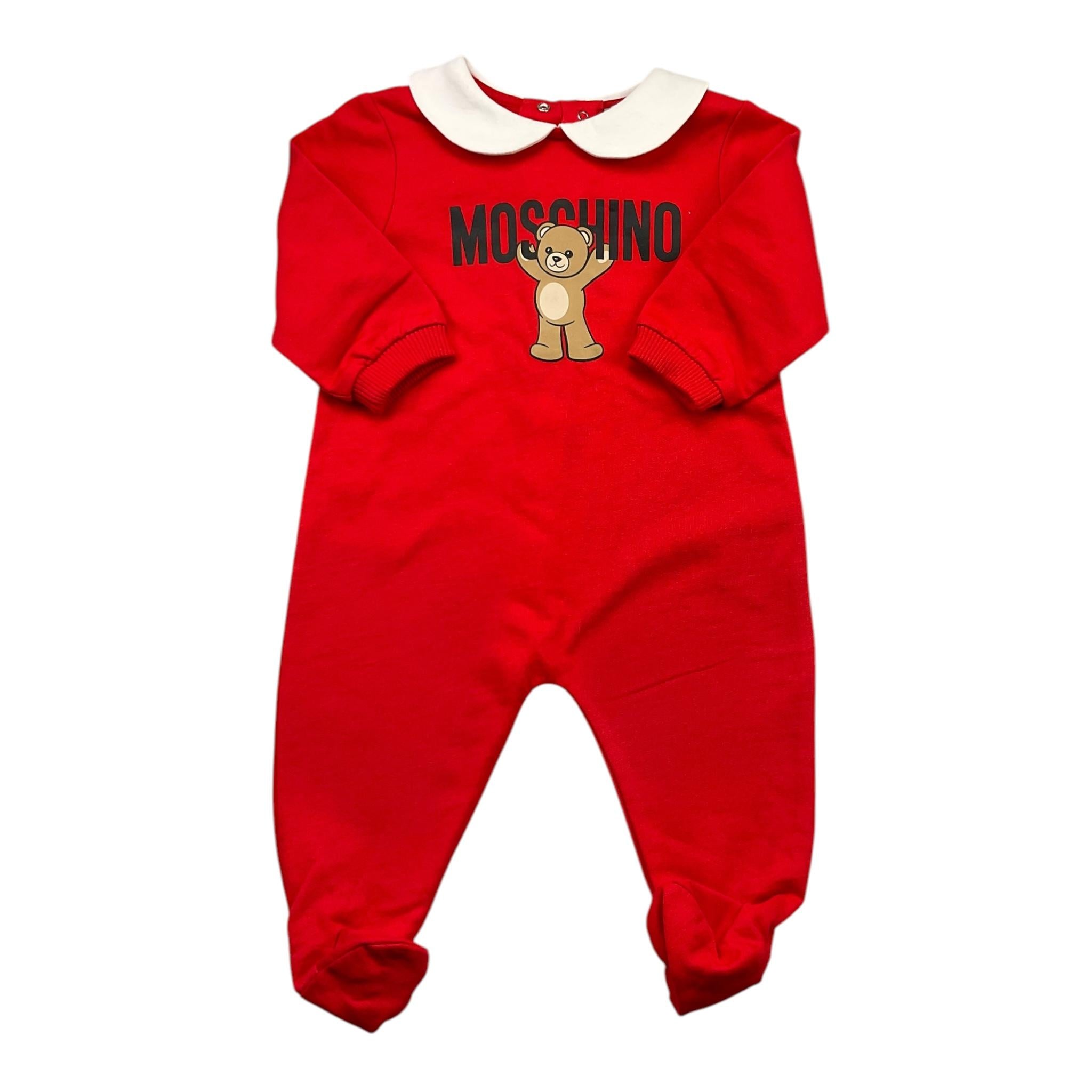 MOSCHINO tutina tinta unita con stampa Rosso per Neonato MXY037 ROSSO MOSCHINO 