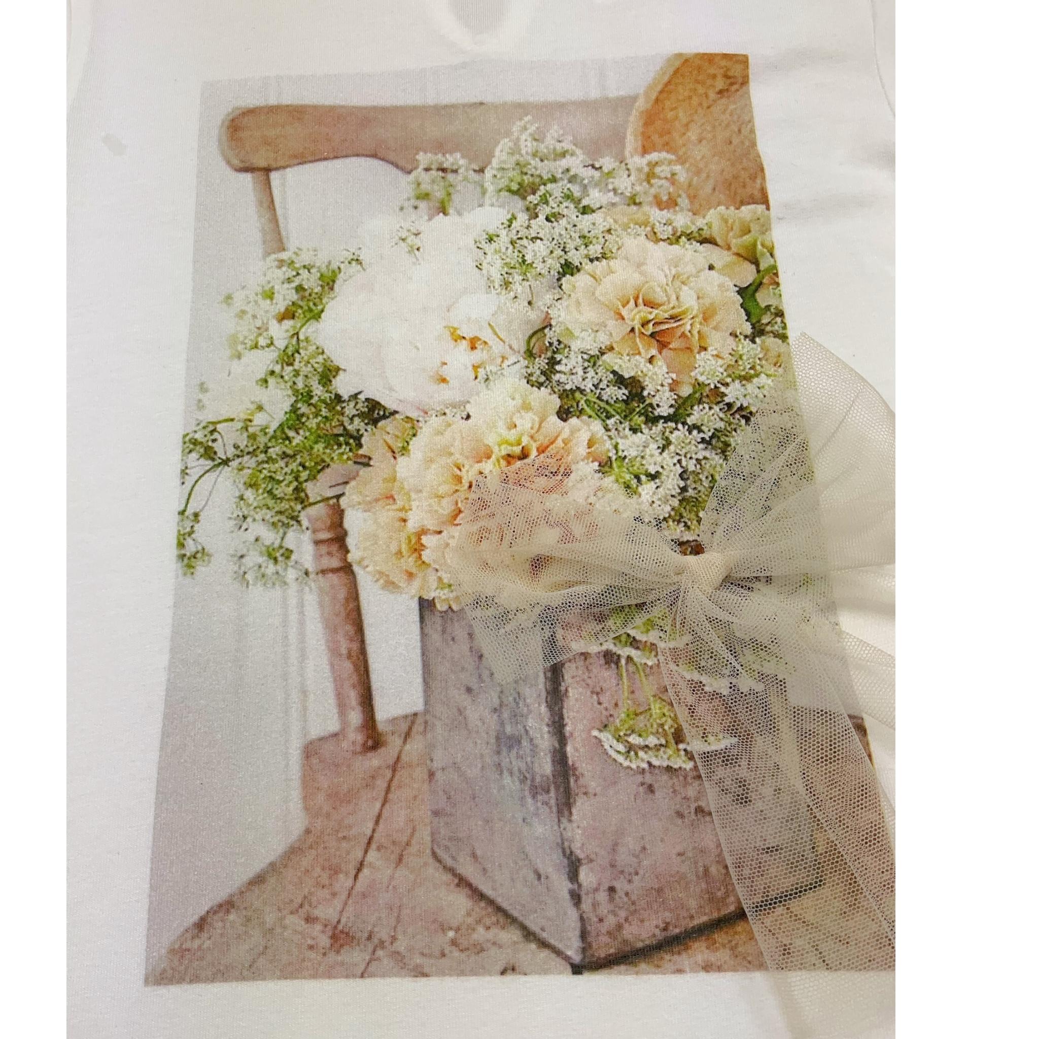 Magil T-Shirt Girocollo Tinta Unita con Stampa per Bambina BN26010 BIANCO MAGIL 