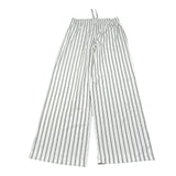 Please Pantalone Tinta Unita Modello A Palazzo con Fantasia A Righe per Bambina PE32131G73 BIANCO PLEASE 